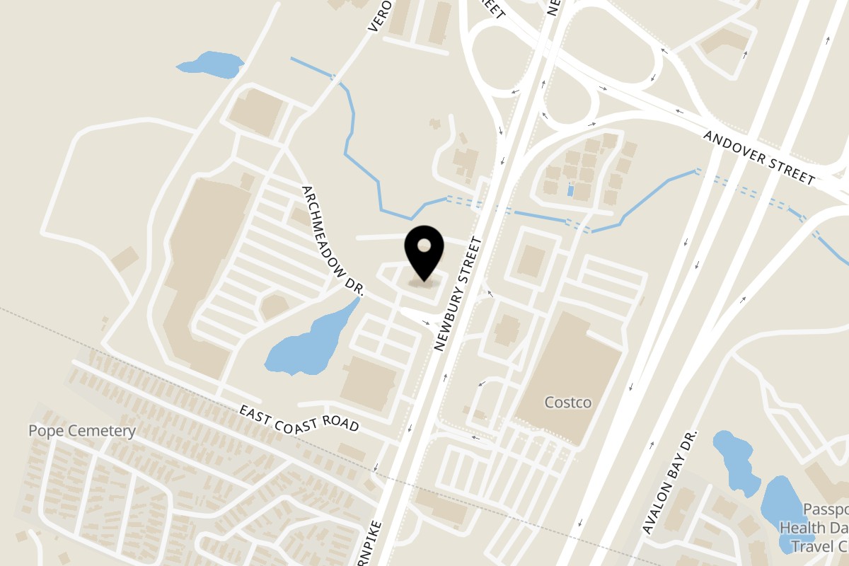 Map showing the location of Torito on 10 Newbury St in Danvers
